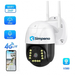 Simpono 4G Sim PTZ WIFI Camera Color Night Vision All Weather Proof Indoor/Outdoor Security Camera